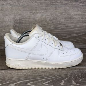 Nike Air Force 1 Low AF1 Men’s Sz 10.5 White Cream Leather Sneakers CW2288-111
